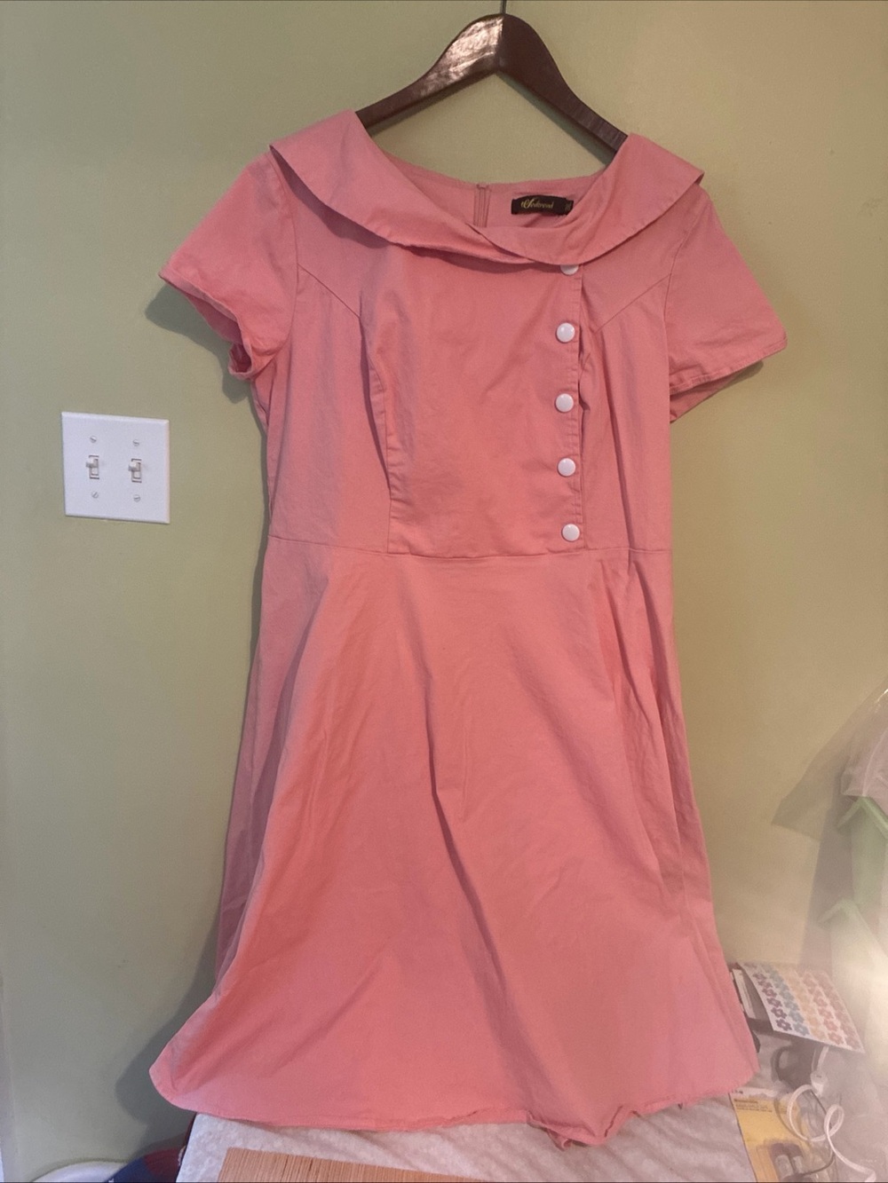 Wedtrend Sailor-Collar Pink Mini Dress with Button Placket Vintage